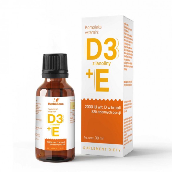 Witamina D3 z lanoliny + E 2000 w kropli