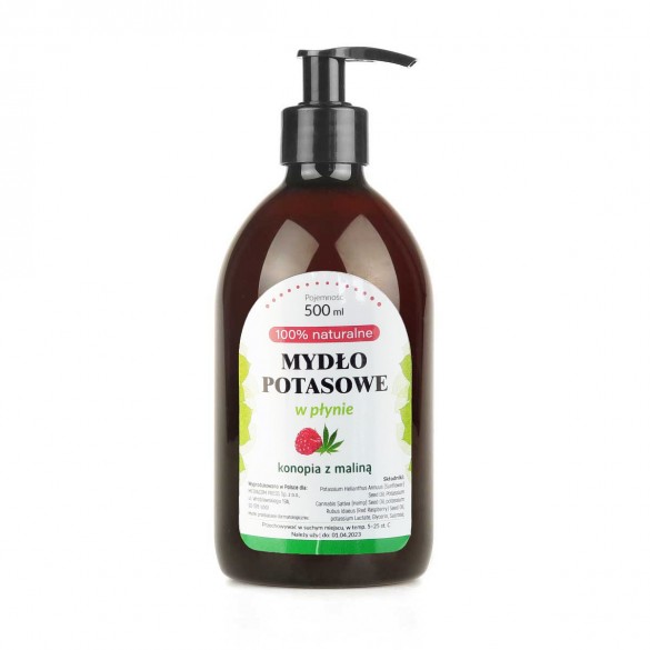 Mydło potasowe konopno - malinowe w płynie do ciała i rąk