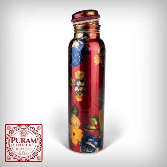 Butelka miedziana - antybakteryjna - kwiaty 1000ml