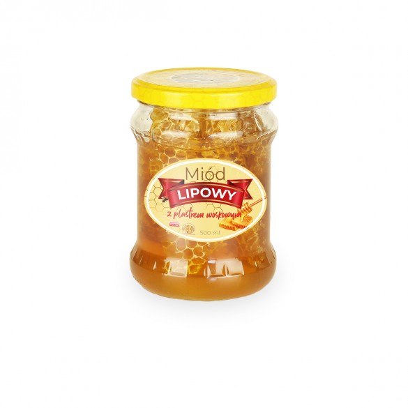 Miód lipowy z plastrem woskowym 500 ml