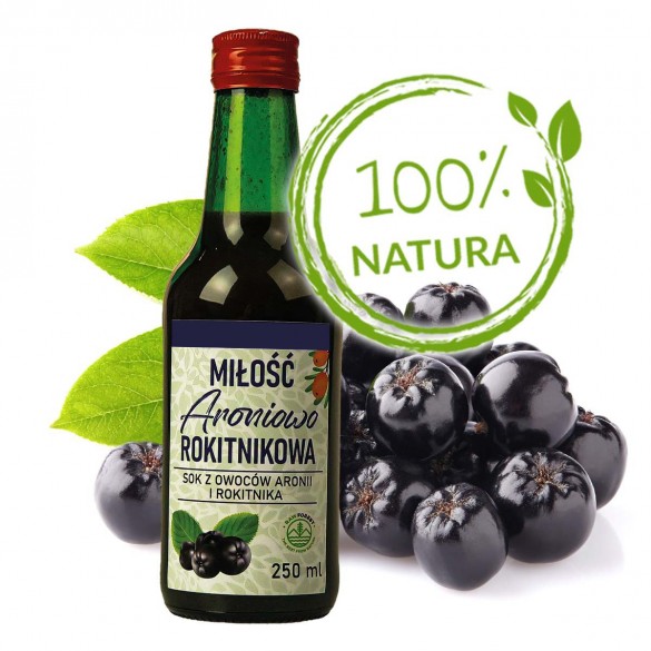 Miłość Aroniowo-Rokitnikowa – sok 100 % z owoców aronii i rokitnika