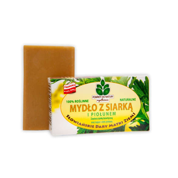 100% naturalne, roślinne mydło z siarką i piołunem - 100 g