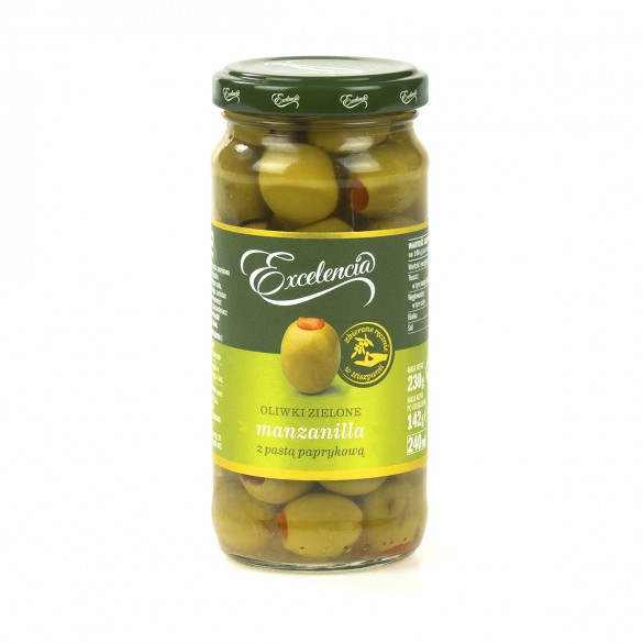 Oliwki zielone nadziewane pastą paprykową