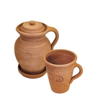 Zestaw: Dzbanek gliniany...