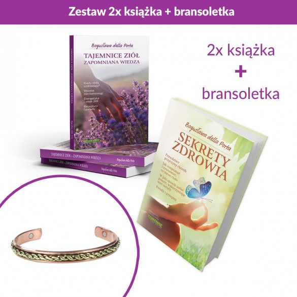 Zestaw: Sekrety Zdrowia + Tajemnice Ziół Zapomniana Wiedza - Bogusława della Porta + bransoletka