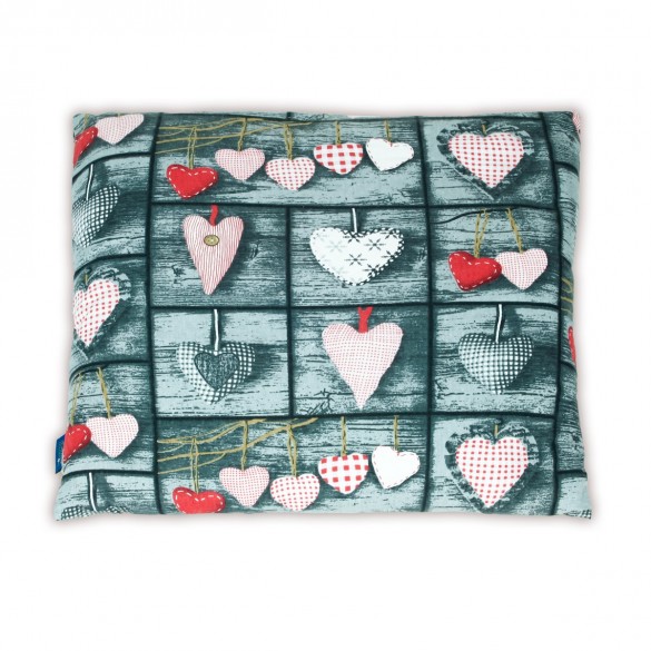 Poduszka z wkładem z łusek gryki - 45x45 cm - Serduszka