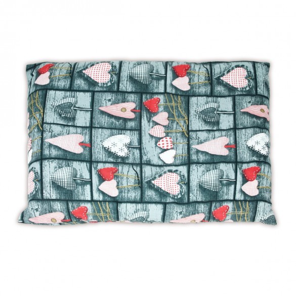 Poduszka z wkładem z łusek gryki - 60x50 cm - Serduszka