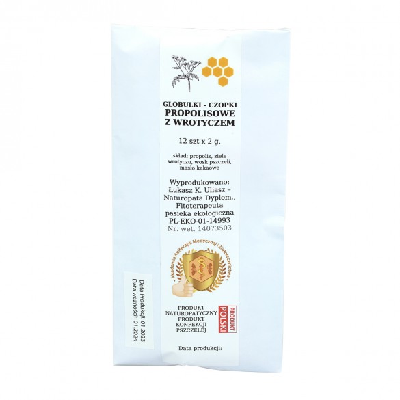 Czopki - globulki propolisowe z wrotyczem