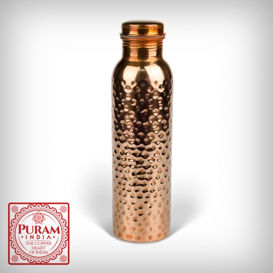 Miedziana butelka młotkowana antybakteryjna 900ml - 1707