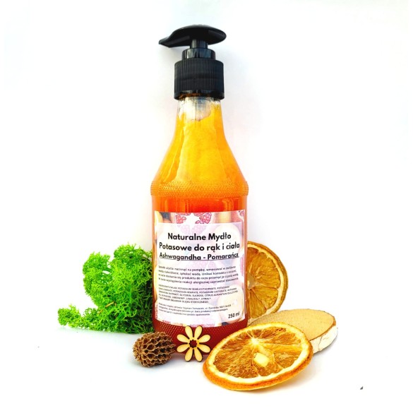 Mydło Ashwagandha – Pomarańcza do ciała i rąk 250 ml - Kopiec Zdrowia