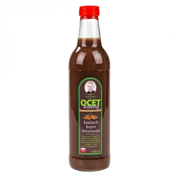 Ocet winny jabłkowo kminkowy z koprem, dziurawcem i orzechem włoskim - 500 ml