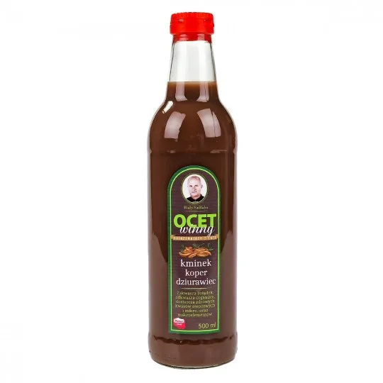 Ocet winny jabłkowo kminkowy z koprem, dziurawcem i orzechem włoskim - 500 ml - 5835