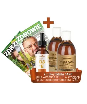 2 x Olej OMEGA SANO plus witamina D3 w kroplach plus roczna prenumerata "ZBL"