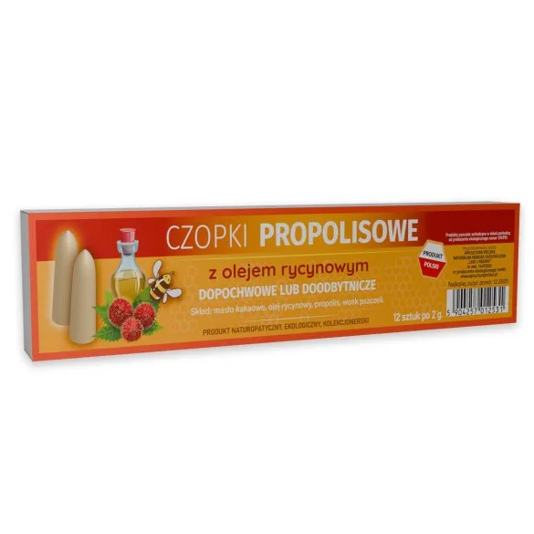 Czopki - globulki propolisowe z olejem rycynowym
