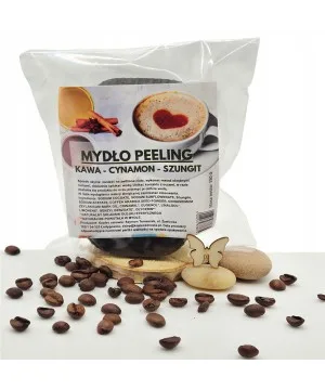 Mydło PEELING CZYSTY SKŁAD KAWA - CYNAMON - SZUNGIT do ciała PUMEKS 150g
