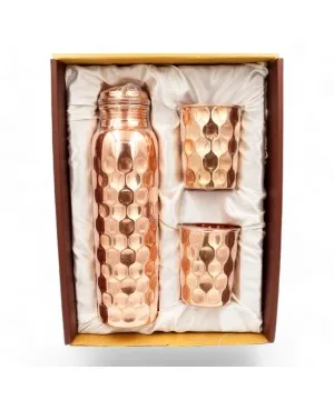 Zestaw prezentowy – butelka miedziana Diament 900 ml + 2 kubki miedziane